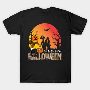 Vintage Pumpkin Scene Halloween T-Shirt